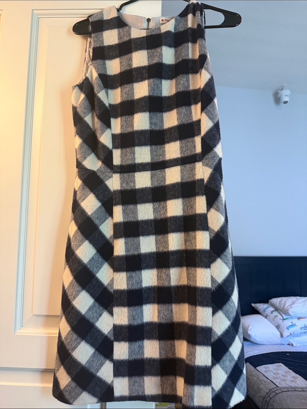 Brooks Brothers Black and White Checked Sleeveless Dress